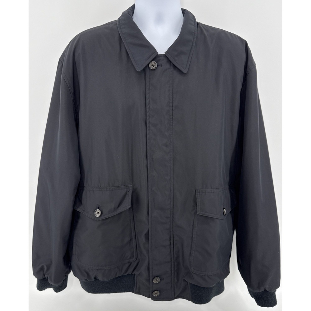 Brooks Brothers Bomber Jacket Men's XL Reversible Wool Navy Black Full Zip